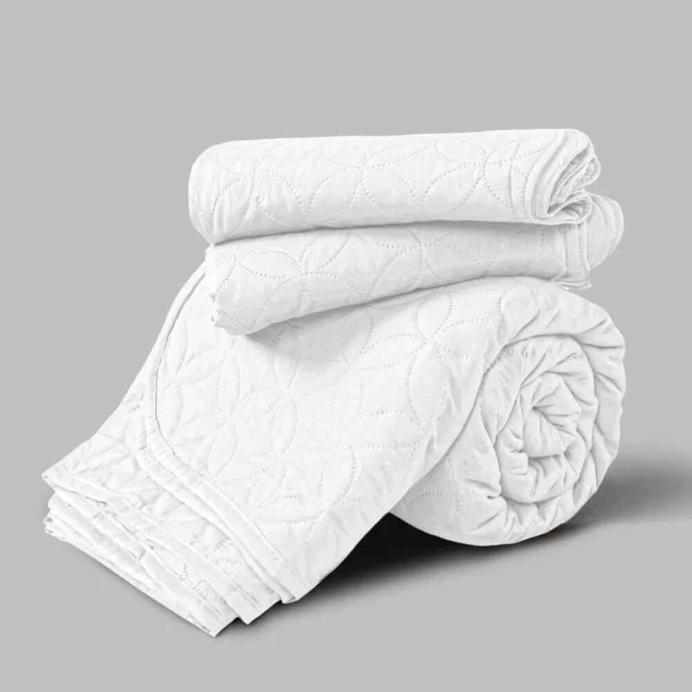 Elegant White Quilted Lightweight Bedspread 3pc Set King